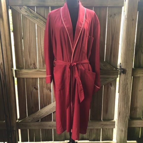 Vintage Perma Prest Red Belted Bathrobe Robe Sears The Men’s Store Medium 38/40 - Picture 1 of 5